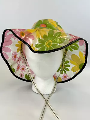 Vtg 1960's 70's Floral Pop Art Bucket Rain Hat Hippie Boho All Over 60s * SMALL • $29.99