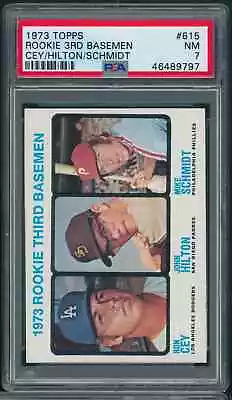 1973 Topps #615 Rookie 3rd Basemen Cey Hilton Mike Schmidt RC PSA 7 NM B9 • $575