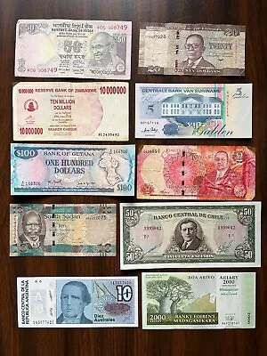 10 PCS Different World Currency Mixed Foreign Banknotes Cash Lot • $10.95