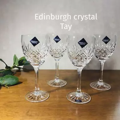 Scottish Made Edinburgh Crystal Tay Wine Glasses Set 4 Mint • £118.77