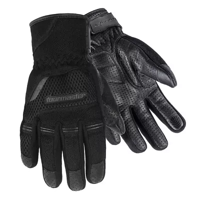 Tourmaster Drimesh Black Mesh/Leather Motorcycle Gloves Men's Sizes SM - 2XL • $28.88