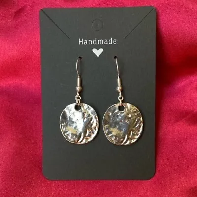£3.49 • Buy Handmade Silver Circle Disc Earrings Alternative Gothic Kawaii Cute Anime Gift