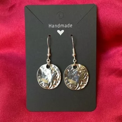 £3.49 • Buy Handmade Silver Circle Disc Earrings Alternative Gothic Kawaii Cute Anime Gift