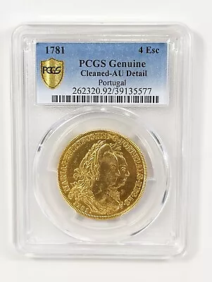 1781 Portugal Gold Peça 4 Escudos María I & Pedro III PCGS AU Details  • $3499