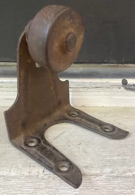 Vintage Cast Iron Industrial Work Table Cart Caster Wheel 4-Eye Bracket Solid! • $29.95