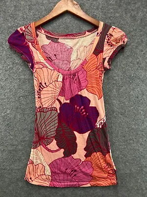 Mossimo Hawaiian T Shirt Womens XS Pink Floral Cotton Tee Short Sleeve • $13.99