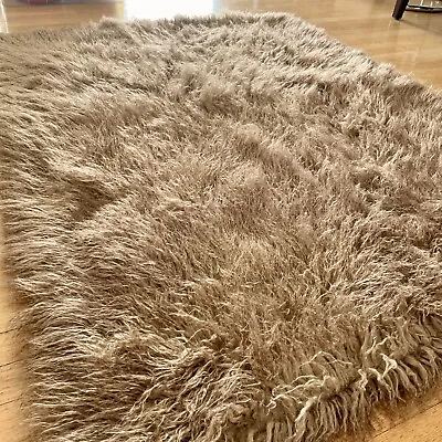 Mongolian Sheep Shearling Long Faux Fur Caramel Brown Throw Bed Blanket RARE • $74.99