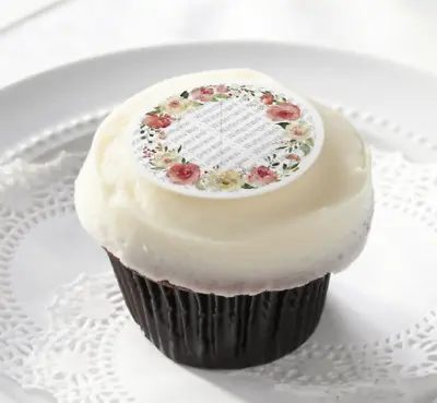 Floral Frame Wedding Bridal Edible Cupcake Toppers Decoration-Set Of 12 Toppers • $7.95