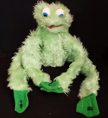 Vintage 80's Animal Toys Plush Neon Green Monster Hand Puppet Stuffed • $59.95