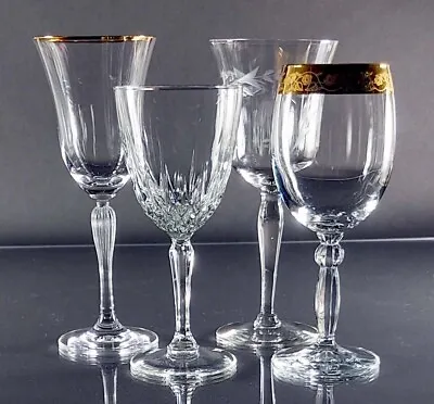 Vintage Wine Glasses Water Goblets Mismatched Stemware Set Of Four • $32.99