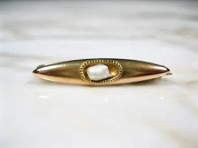 Art Nouveau 10k Yellow Gold Baroque Mississippi Pearl Brooch Antique Victorian • $106.25