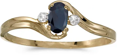 14k Yellow Gold Oval Sapphire And Diamond Ring (CM-RM1678X-09) • $418.06