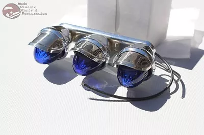 Custom Blue Tri Mini Marker Visor Outside Light Tree Bolt On Hot Rat Rod Truck • $29.29