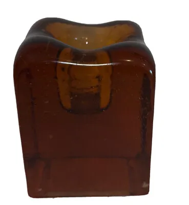 Ice Cube Candle Holder Decorative Amber MCM 2” As Is • $15.99