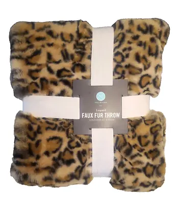 Martha Stewart  Ultra Luxe Quality Faux Fur Leopard Throw Blanket 50  X 60  • $69.99