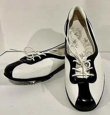 Callaway Couture Half Lace Spiked Golf Shoes Womens Size 9.5 Black White Leather • $49.99