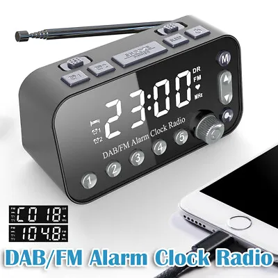 $36.99 • Buy DAB+FM Radio Clock Alarm LED Digital Sleep Bedside Dual Timer Large Size Display
