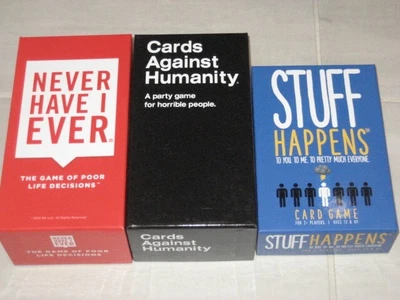 $34.99 • Buy CARDS AGAINST HUMANITY, NEVER HAVE I EVER, STUFF HAPPENS Game Lot PRE-LOVED
