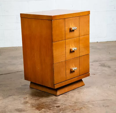 Mid Century Modern Nightstand End Side Table Kent Coffey 3 Drawer Metal Handles • $298.98