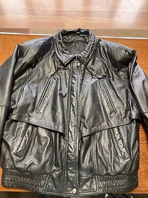Wilson's Mens Black Genuine Leather Bomber Coat Jacket Distressed Size XL • $44.95