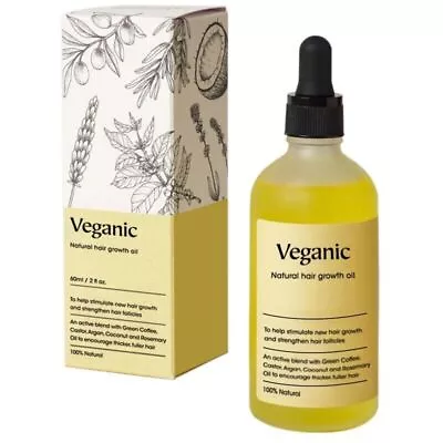 Natural Hair Growth Oil Veganic Natural Hair Growth Oil Hair Care 60ml UK • £10.58