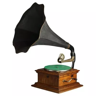 Antique Victor Victrola Oak Table Top Disc Outside Horn Phonograph Circa 1900 • $760