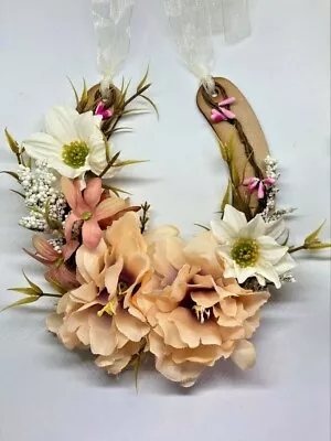 £15 • Buy Handmade Lucky Wedding Horseshoe - Wooden With Artificial Flowers 'Autumn'