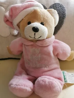 Dunelm Mill My First Christmas Pink Teddy Bear Soft Toy 25 Cm • £17.22