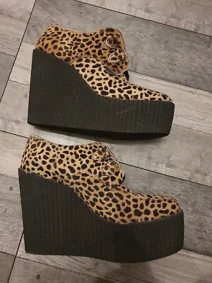 Underground Wulfrun Creeper Leopard Pony Suede Ladies Platform  Shoes Size 5 Uk • £40