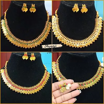 Indian Bollywood Gold Plated Coin Ginni  Choker Bridal Necklace Gift Jewelry Set • $13.95