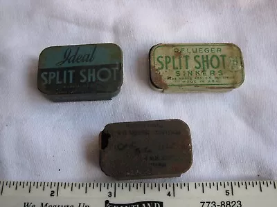 3 Vintage Split Shot Tins (Pflueger Ideal Olson) Rusty *SHIPS FREE 2 US! • $19.99