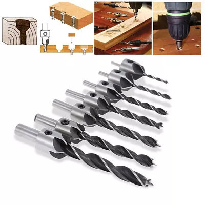 7x 3-10mm HSS Tapered Drill Countersink Bit Screw Pilot Hole Woodwork Carpentry • £4.91