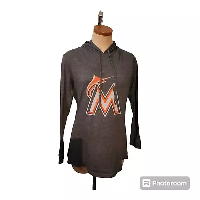 Miami Marlins Shirt Women's Large Gray Long Sleeve Hooded • $9.99