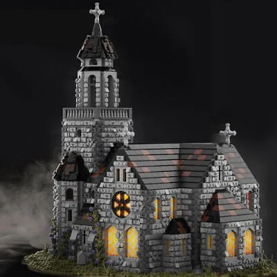 Moc Building Block Medieval Cathedral Model With Castle And Bell Tower 6561 Pcs • $429