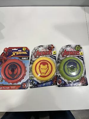 Marvel Avengers & Spiderman Cap Flyers Lot Of 3 • $11.87