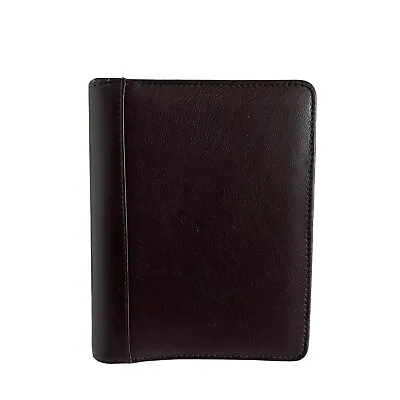 Franklin Covey Brown Top Grain Leather Zip Around Planner 6 Ring Binder 6” X 8” • $33.29