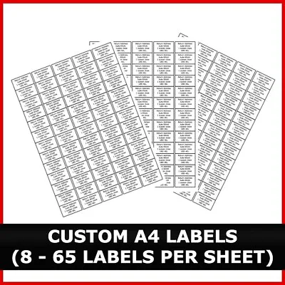 Personalised Address Labels Self Adhesive Pre Printed Sticky Return Label A4 NEW • £2.75