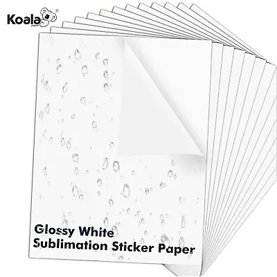 Lot 10-50 Koala Glossy White Sublimation Sticker Paper Waterproof Vinyl 8.5x11 • $7.99