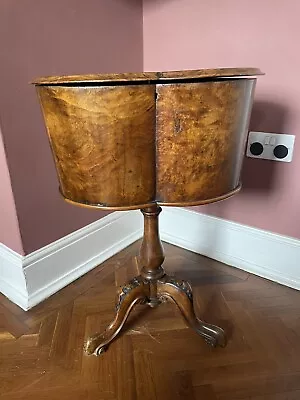 £350 • Buy Antique Victorian 19th Century Walnut Kidney Sewing Box Bedside Cabinet Table