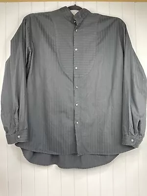 Vintage Wah Maker Frontier Black Long Sleeve Button Shirt Men's XXL Band Collar • $39.88