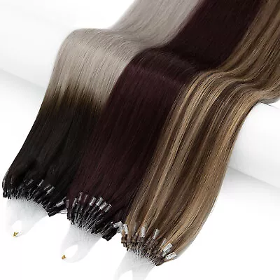 200PCS THICK 100% Remy Human Hair Extensions Micro Loop Nano Ring Bead All Color • £38.86