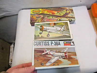 3 Vintage Aurora UPC Monogram WWI & WWII Airplane Kits - Boxes - Repair Or Parts • $12.99