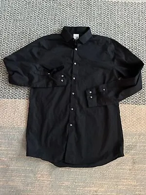 J. Ferrar Black Button Front Shirt 16 16 1/2 34/35 100% Cotton • $9.99