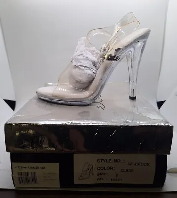 Ellie Clear Ankle Strap Peep Toe High Heel Adult Women Shoes 421-BROOK Size 6 • $31.97