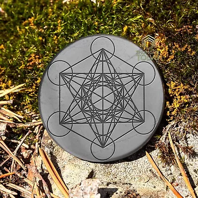 Shungite Disk Metatron EMF Protection Round Plate Russian Black Mineral Tolvu • $25.35