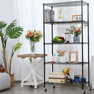 5/6 Tier Racking Shelf Heavy Duty Garage Shelving Storage Shelving Unit W/Wheels • £49.99