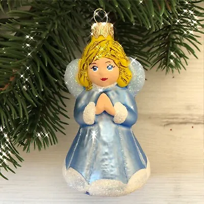 Blue Angel Christmas Glass Ornament Holiday Tree Decor Made Ukraine 4  • $15.95
