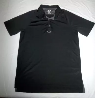 Oakley Polo Shirt Mens Medium Black Solid Short Sleeve Golf Regular Fit • $17.95