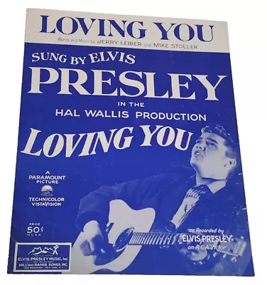 Loving You Elvis Presley Singing On Cover Sheet Music Leiber And Stoller Song • $39.99