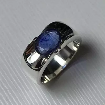 Natural Mens Blue Sapphire Ring Sterling Silver 925 Handmade Ring Best Sapphire • $230